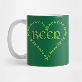 Beer Shamrock Heart Mug